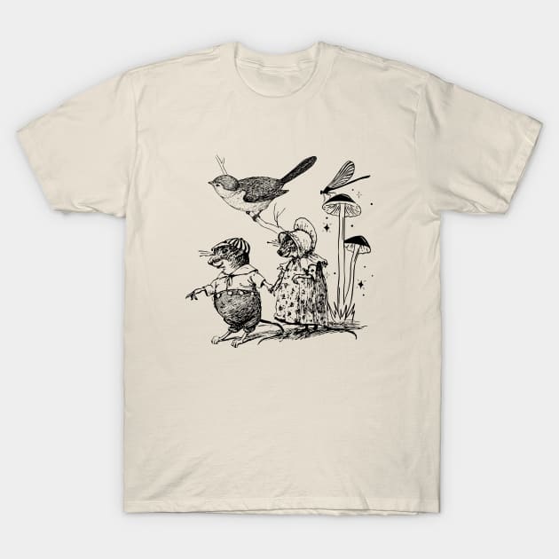 Weirdcore mice bird and mushrooms T-Shirt by OdllyWeird